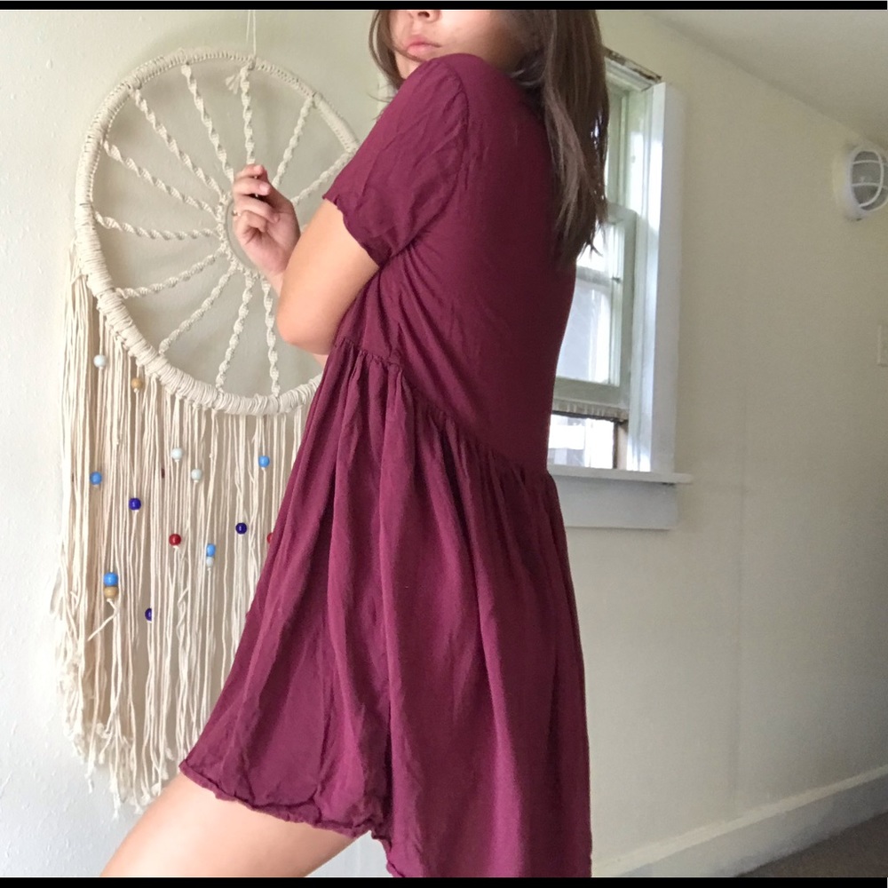 Brandy Melville Maroon Baby Doll Dress